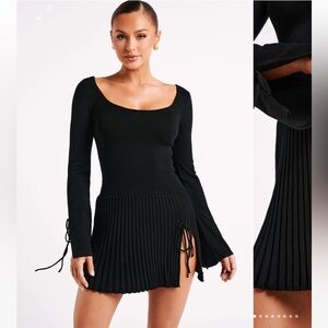 Meshki Britney black long sleeve knit mini dress. XS